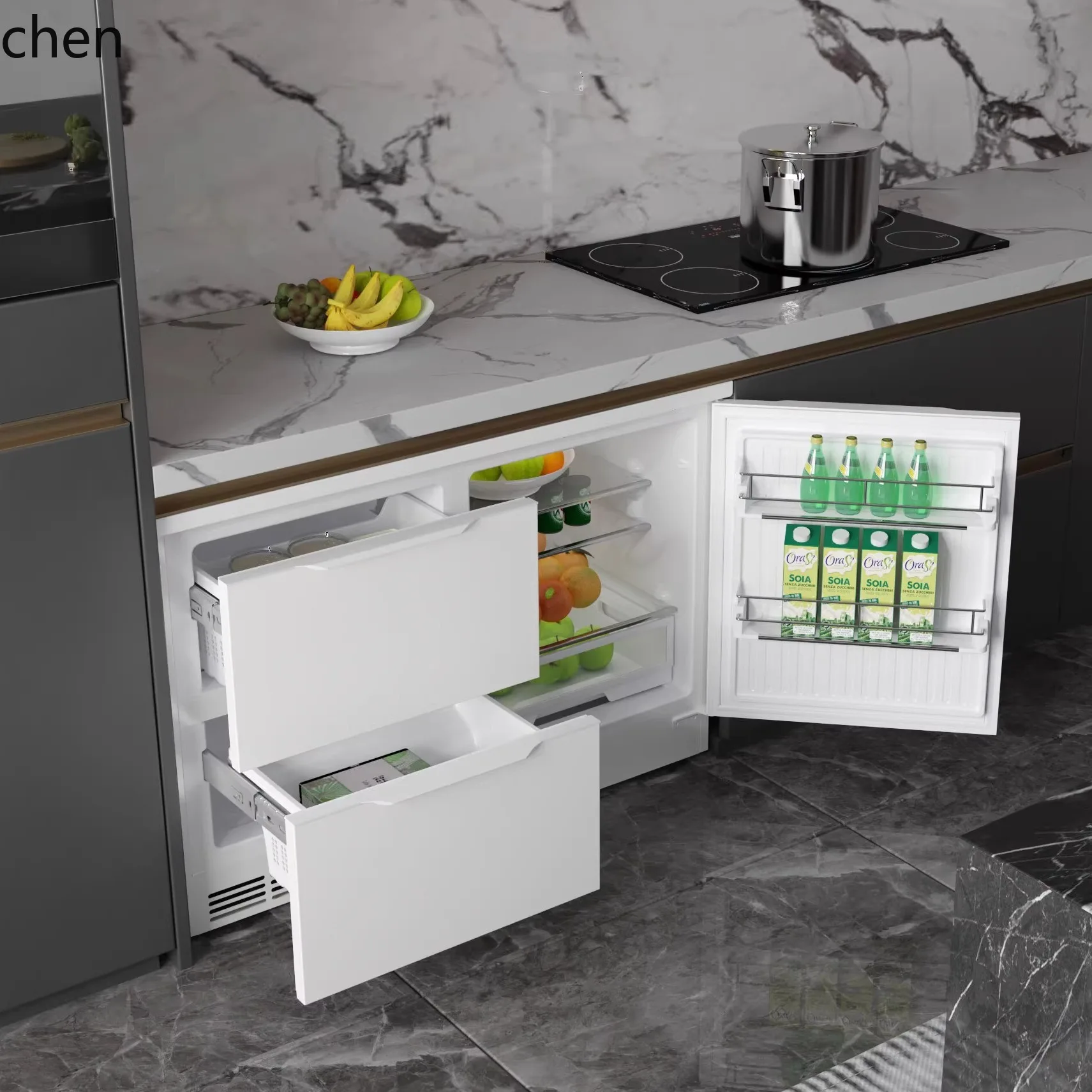 ثلاجة أفقية HXL، درج صغير، خزانة مدمجة، فريزر مدمج تحت العداد