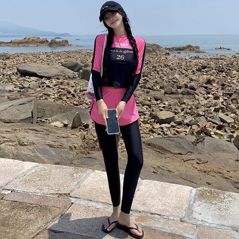 

Женский раздельный купальник с длинными рукавами для серфинга, быстросохнущий, консервативный дизайн, для плавания, дайвинга, активного отдыха и путешествий