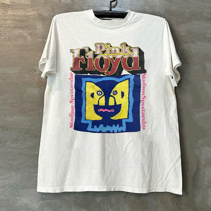 

Футболка Pink Floyd Band с короткими рукавами Vibe Amekaki Street из чистого хлопка, мужская и женская, базовый слой с половиной рукавов
