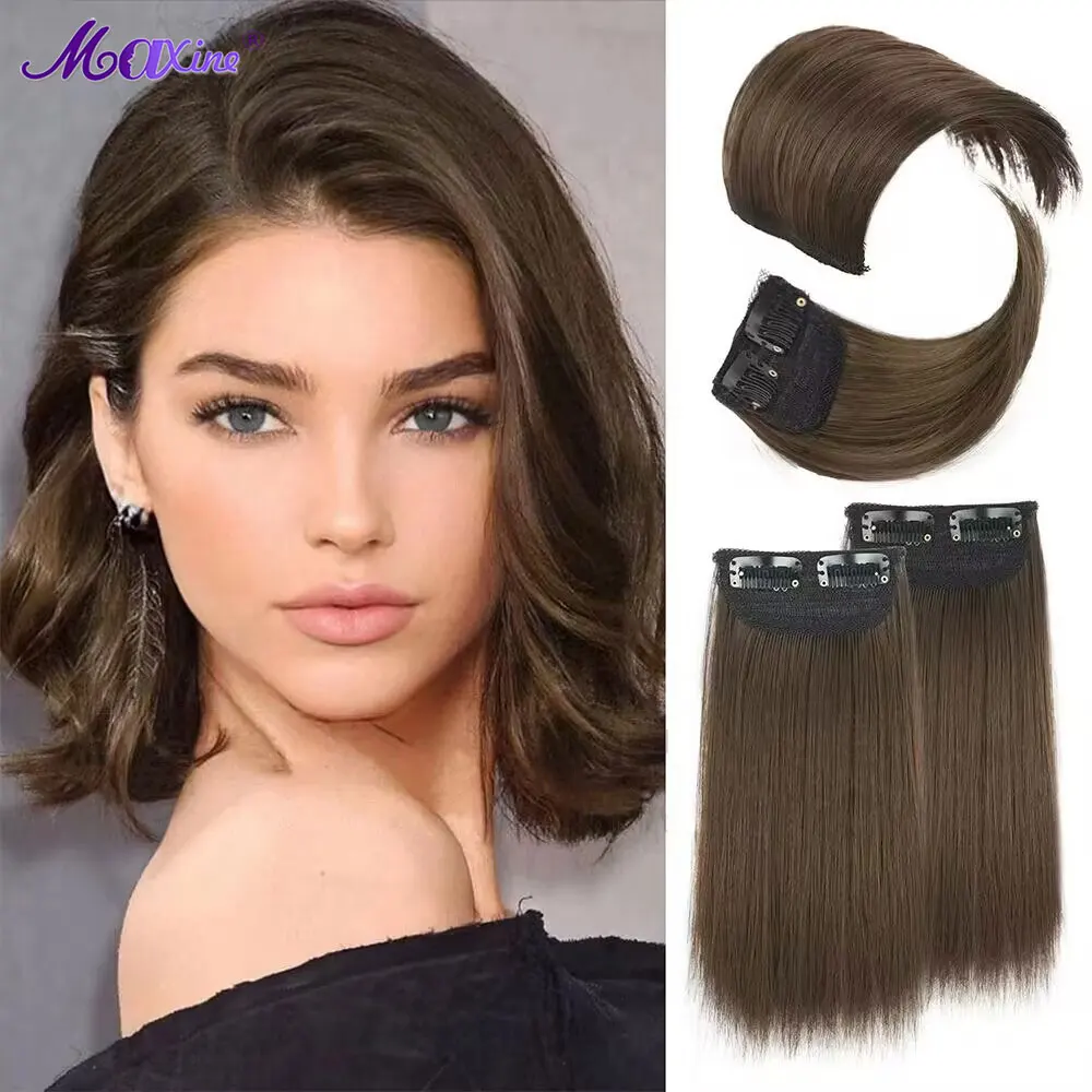 Clip In One Piece Human Hair Pieces Increase Hair Volume Invisable 10-30cm Hair Pads Top Side Cover Hairpiece Clips in Extension