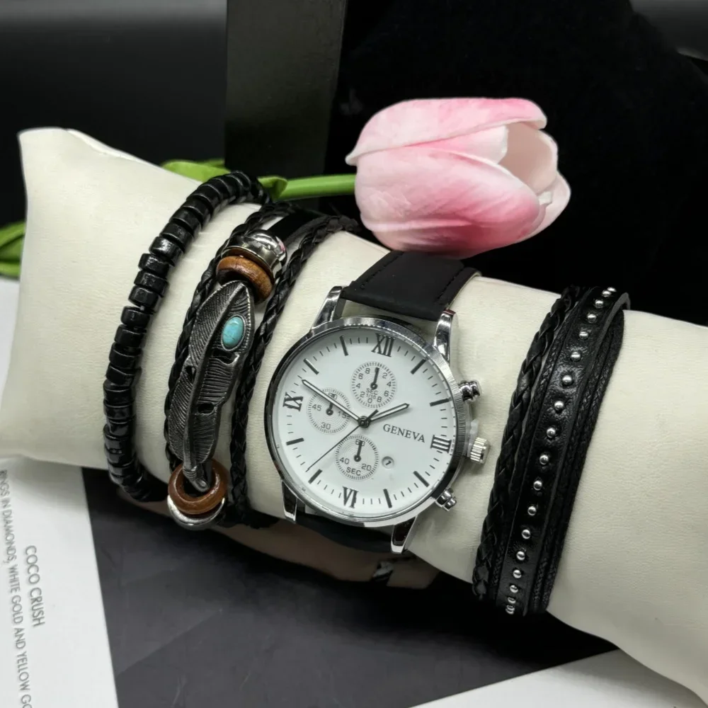 Orologio da uomo di lusso da 5 pezzi per orologio da uomo sportivo al quarzo orologio cronografo da uomo impermeabile in acciaio inossidabile orologio + scatola