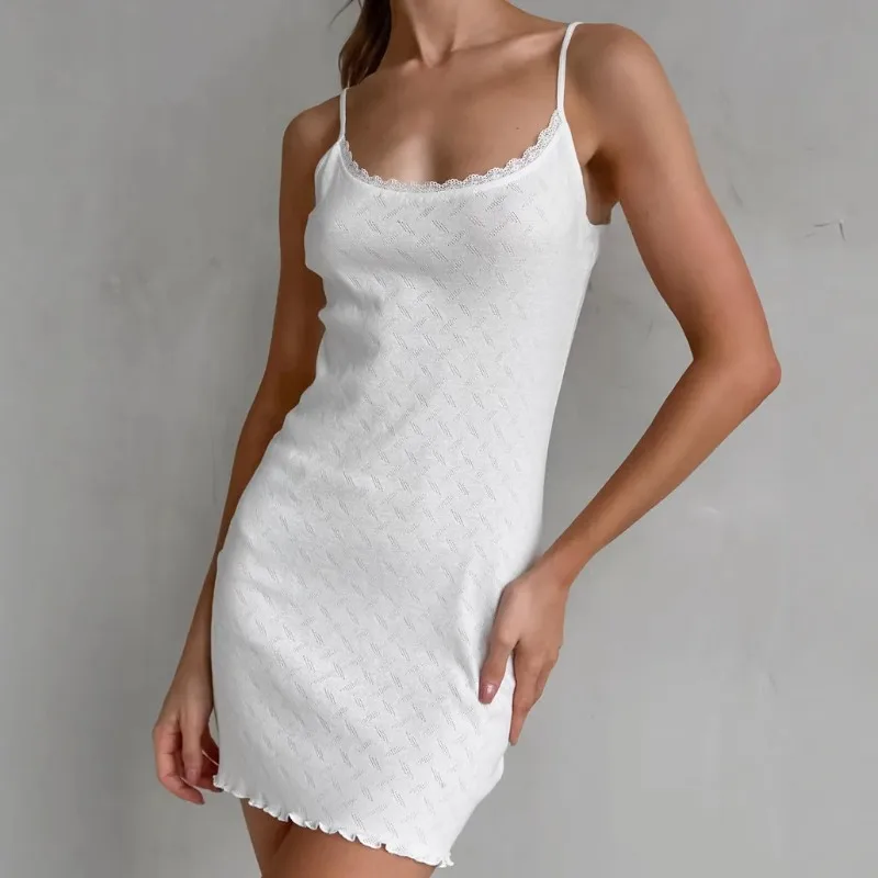 

Женская мини-ночнушка на бретельках с вырезами, облегающая, без рукавов, с открытой спиной, повседневное платье для сна, 2026