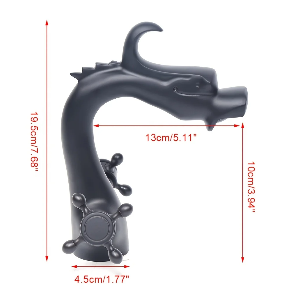 Matte Black Dragon Waterfall Bathroom Faucet 2 Handles Sink Faucet Vanity Sink Faucet for Vintage Antique Lavatory Kitchen