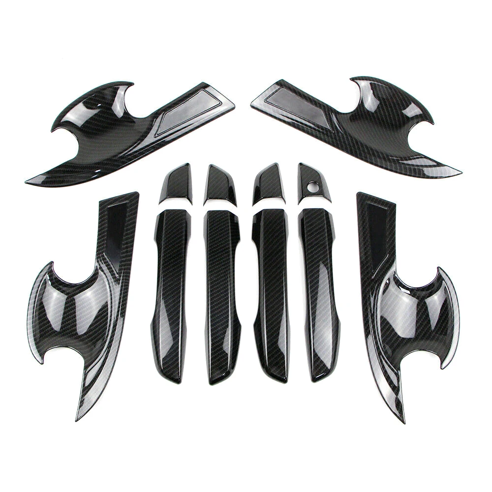 Untuk Honda Civic 2016 2017 2018 2019 2020 serat karbon luar eksterior pegangan pintu + mangkuk pelindung Trim