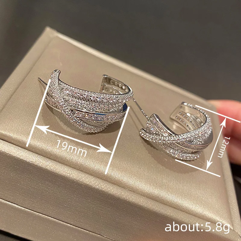 Huitan Novel Brilliant Hoop Earrings with Cubic Zirconia Versatile Female Ear Accessories Luxury Attractive Wedding Jewelry Gift
