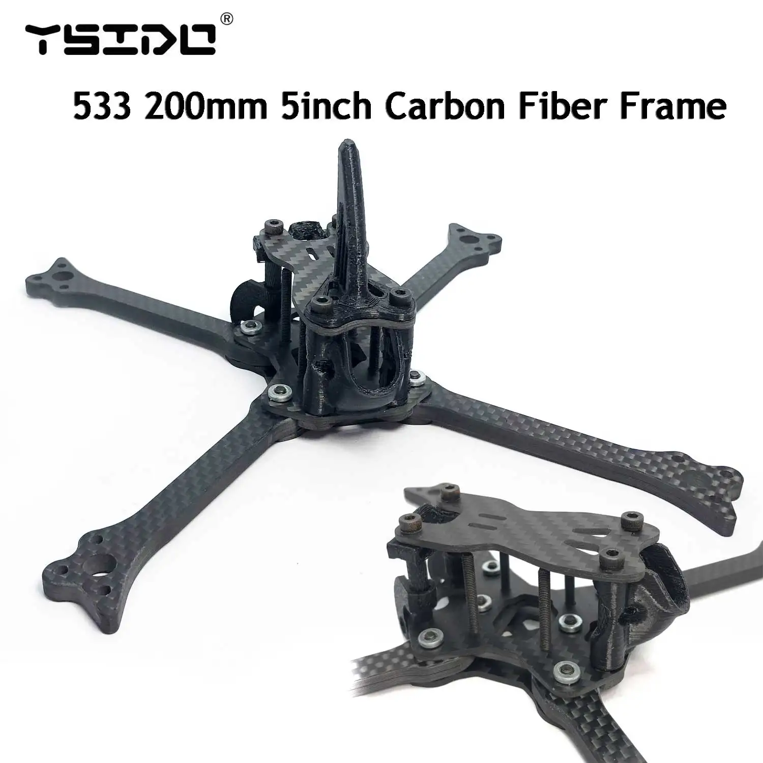 YSIDO 533 200mm 5inch Carbon Fiber Frame Racing Drone Frame Carbon Fiber X-type Split Kit for Five33 FPV RC Quadcopter Drone