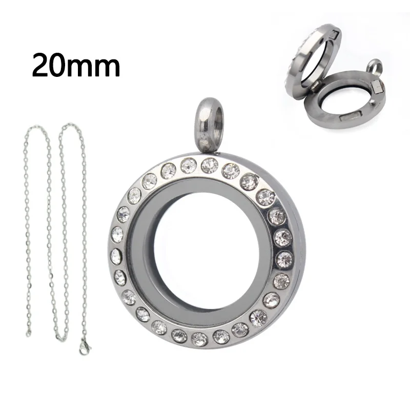 20mm magnetic suspension pendant, circular rhinestone glass memory lock, DIY jewelry making accessories