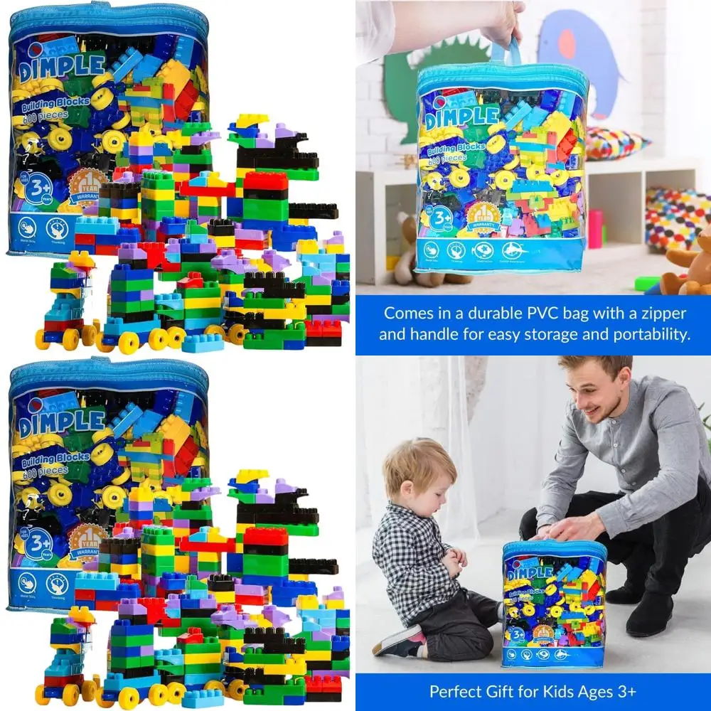 

600-Piece Dimple Building Blocks, Stackable, Multicolored, Child-Safe, Non-Toxic, Interlocking Plastic Toys, Ideal for Ages 3+