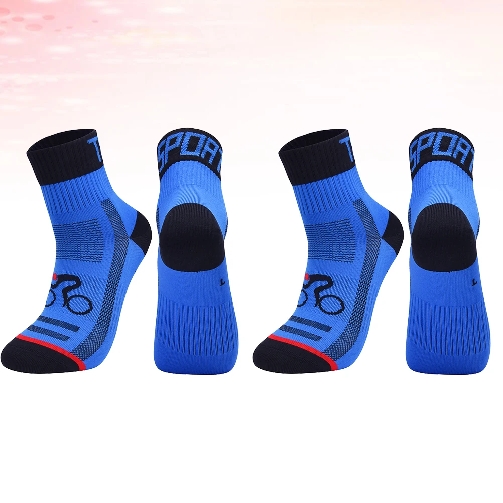 2 زوج تنفس الدراجات الجوارب منتصف الجورب سميكة النايلون شبكة المضادة للانزلاق الأزرق حجم 40-44 جوارب رياضية أداء للجنسين