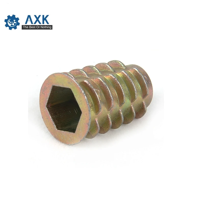 50Pcs M4 M5 M6 M8 Zinc Alloy Thread For Wood Insert Nut Flanged Hex Drive Head Furniture Nuts Inner six angle screws