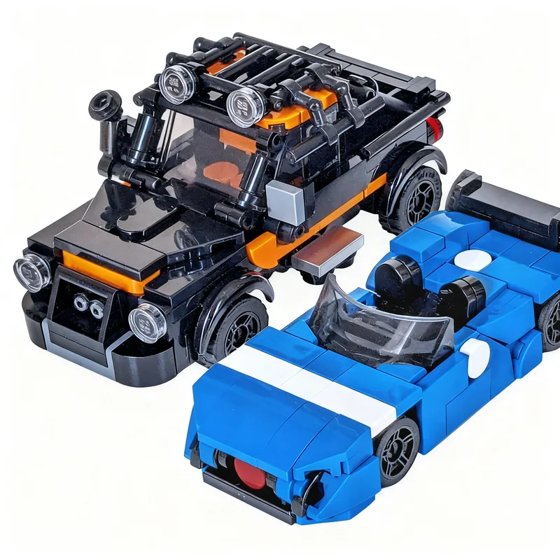 345pcs MOC City Champions Tiny Jaguared F-TYPE Project 7 & Defender Stickerless Model Building Blocks Christmas Gift Toy Art DIY