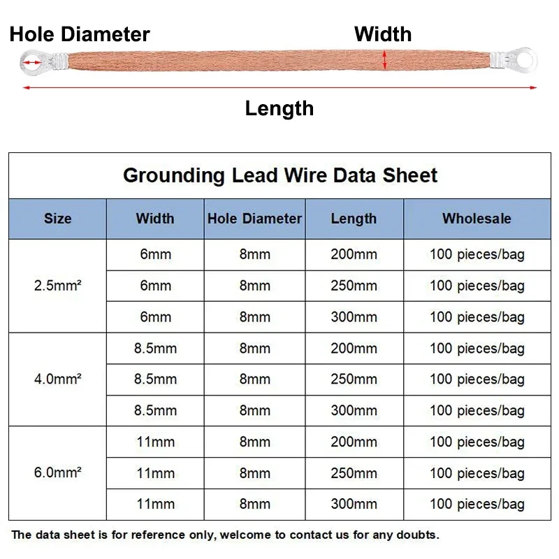 200 250 300mm Flexible Tinned Copper Braided Jumper Straps for Cable Tray Cabinet Door Grounding Electrical Bonding Connection
