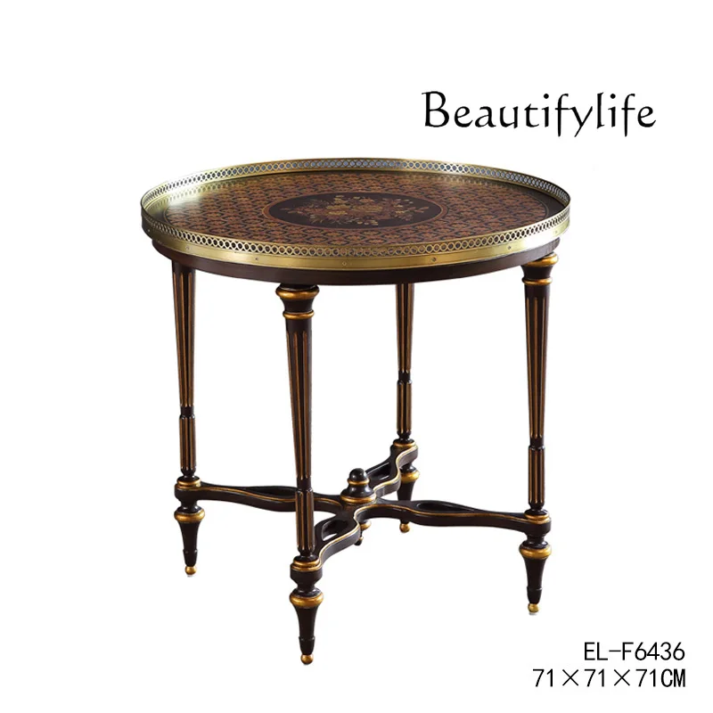 

European Country Luxury Hand-Painted Solid Wood round Corner Table French Retro Living Room Sofa Side Table