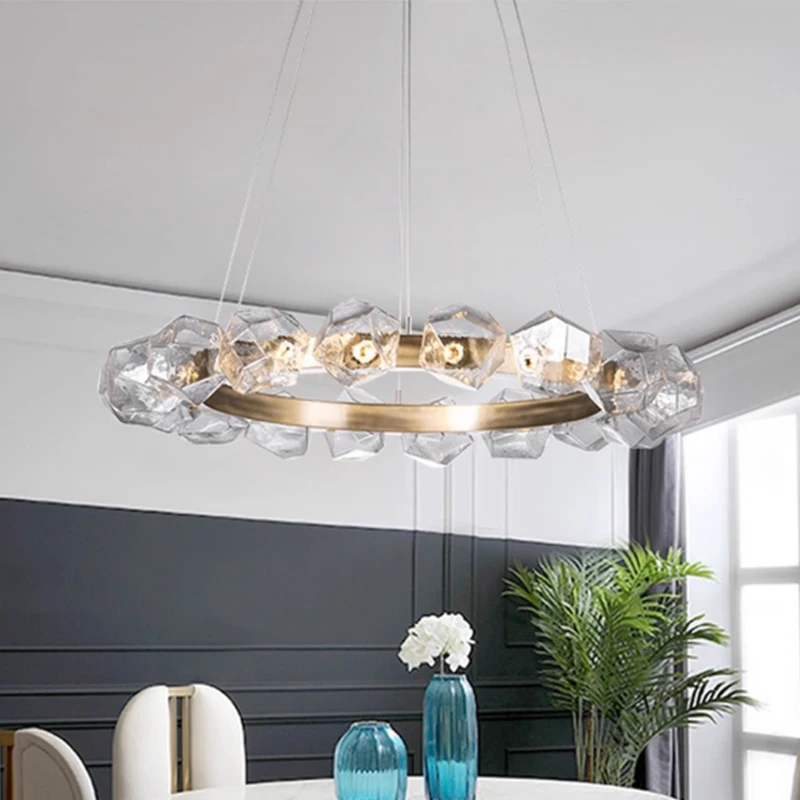 Chandelier Modern For Living Room. Ice Cube Style Postmodern Blown Glass Pendant Light Restaurant Chandelier.