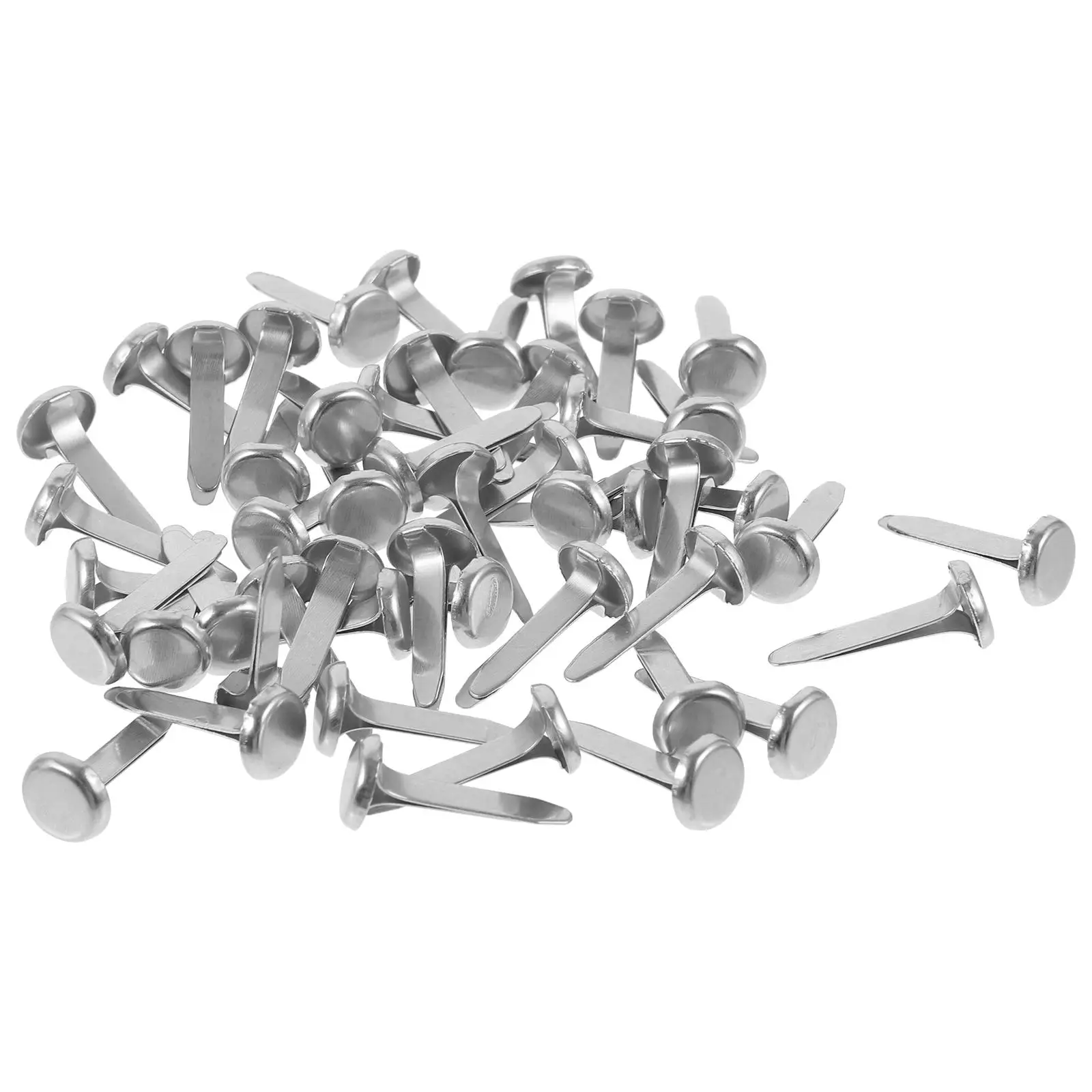 

50 Pcs Double Prong Brad Metal Paper Fasteners Craft Supplies Scrapbook Cards Round Decorative Nails