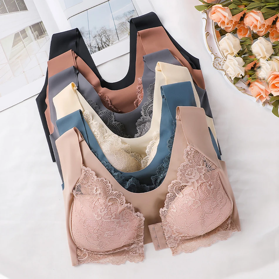 

Женские удобные сексуальные кружевные бюстгальтеры больших размеров с открытым передом, соблазнительные, без косточек и бесшовного дизайна для плоских и поддерживающих посадки