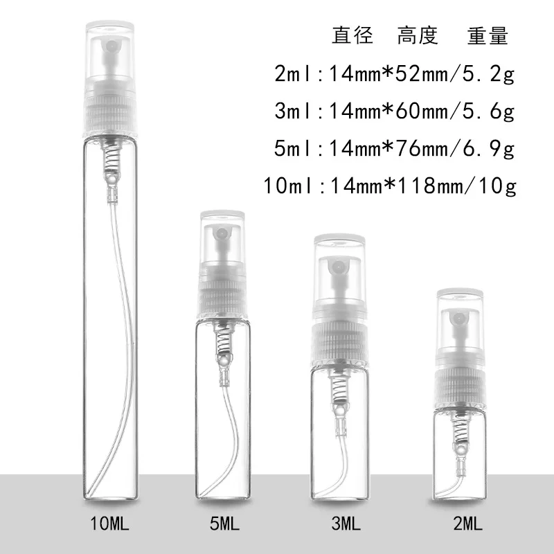 1/2/4PCS 2ml 3ml 5ml 10ml Mini Portable Perfume Bottles Spray Refillable Cosmetic Samples Glass Bottles Empty Containers