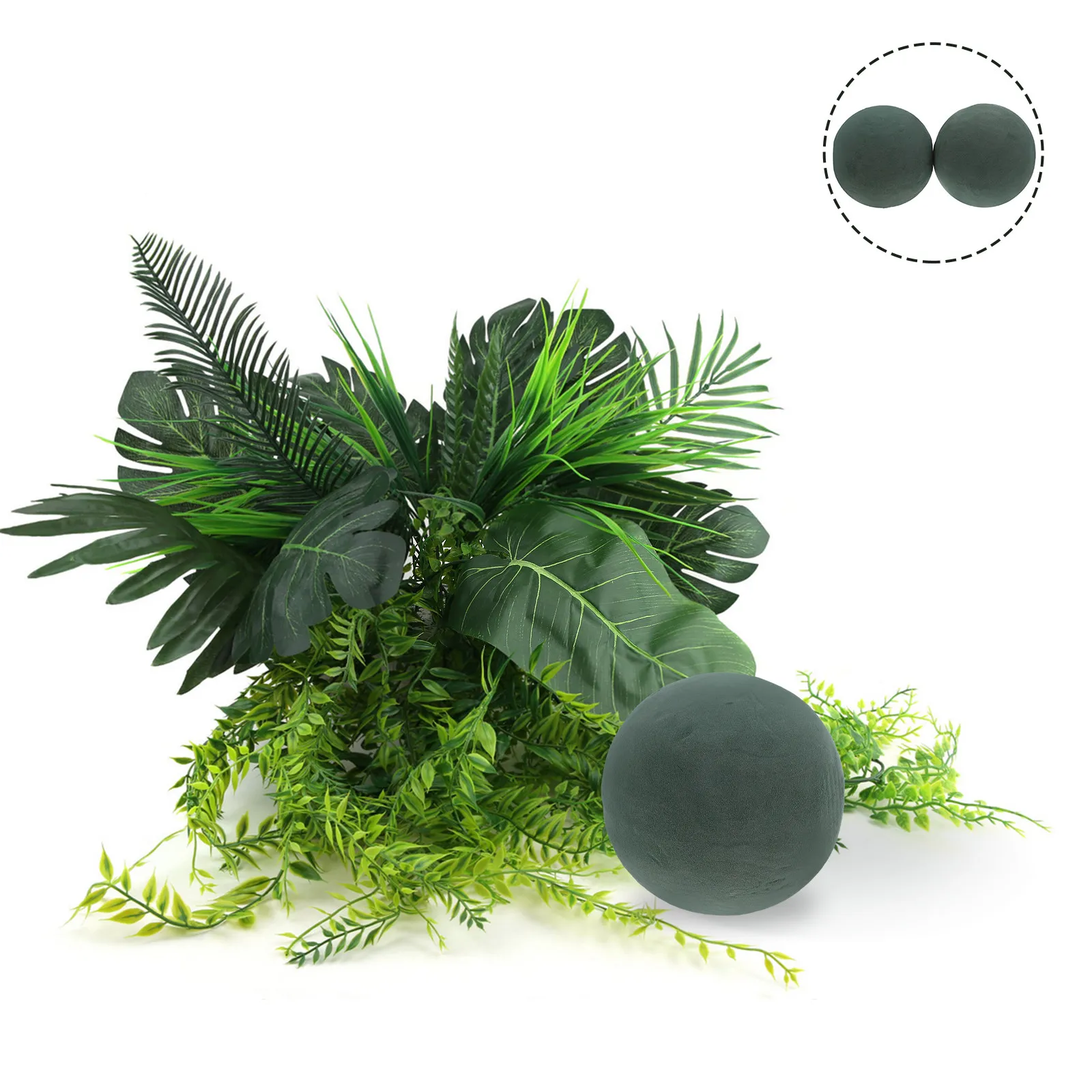 

2Pcs Floral Foam Sphere Blocks Round Wet Dry Flower Mud Balls for DIY Wedding Bouquet Arrangements Party Decoration Florist