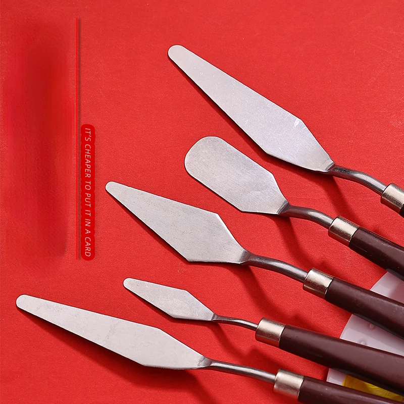 Artist Oil Painting Scraper Five-piece Set of Student Acrylic Painting Multi-specification Stainless Steel Palette Removal Tool