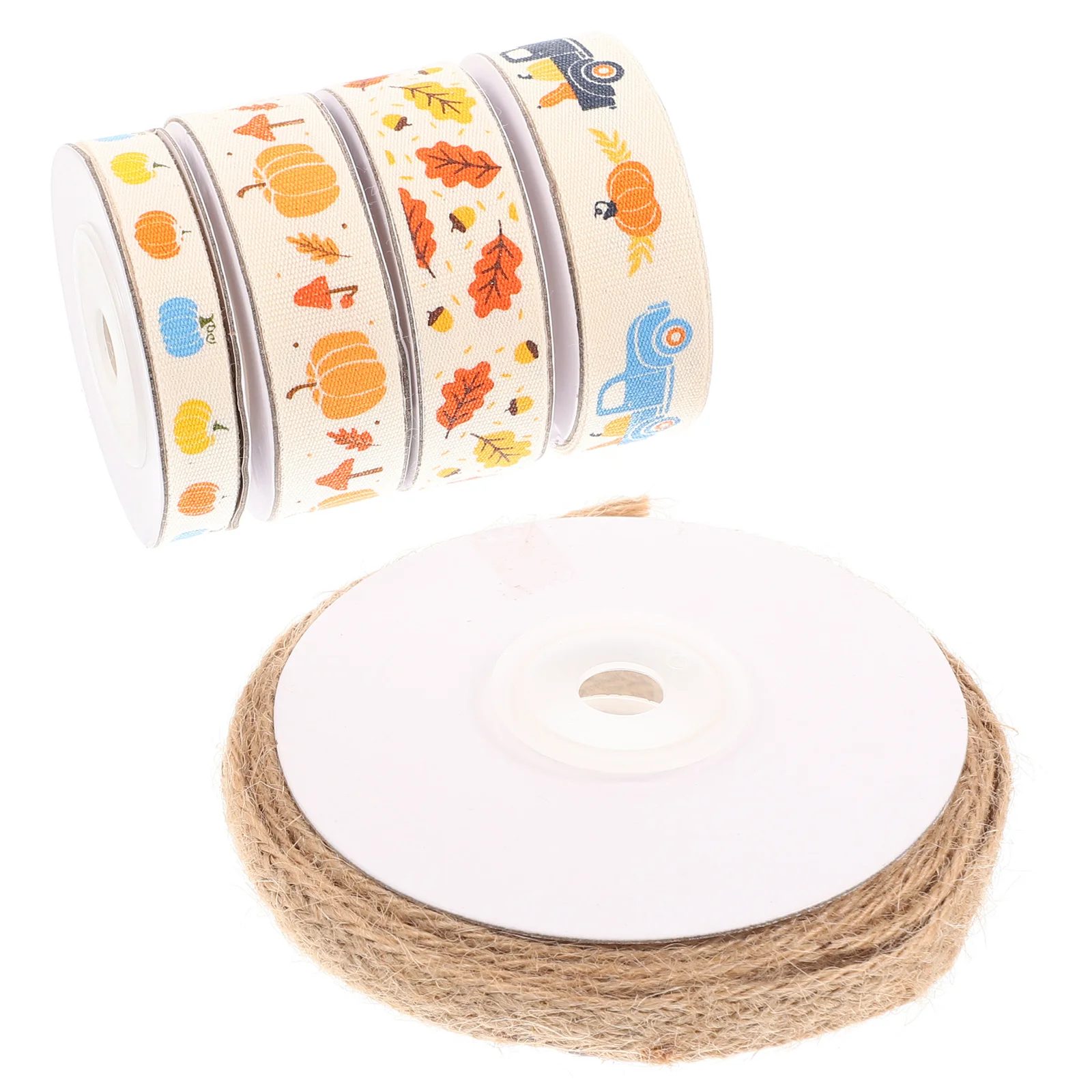 

5 Rolls Pumpkin Truck Thanksgiving Ribbon DIY Craft Wrapping Ribbon Gift Decoration Party Supplies Wreath Making Supplies,