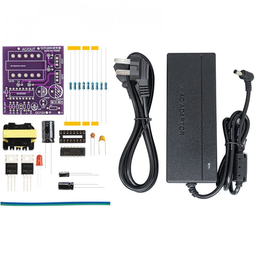 

12V to 220V Inverter Power Supply Kit with SG3525 Welded Assembly Circuit Board DIY Set 20mA-40mA 10W Peak Power Inverter Kit