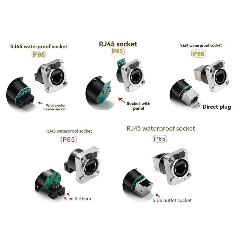 10PCS Ethernet Rj45 Chassis Socket NE8FDP Ethernet Pass Through Connector IP65 Waterproof