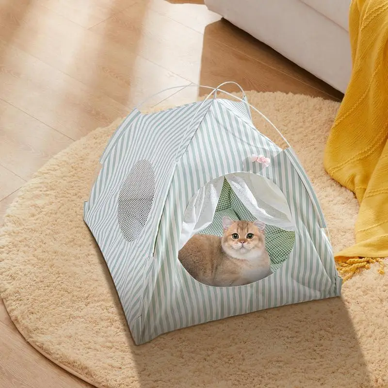 

Pet Tent For Cats Pet Camping Tent Semi-Enclosed Comfortable Animal Resting Cushion With Mesh Removable Washable For Bunny