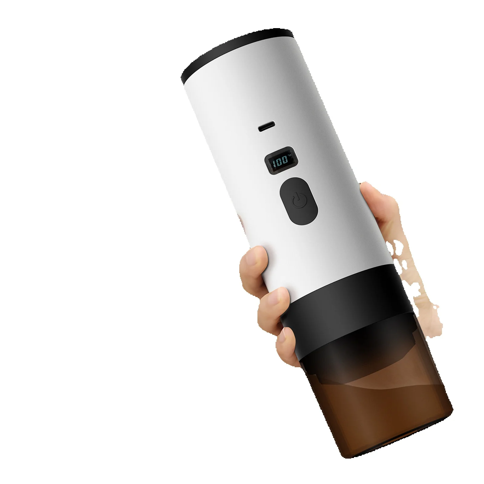 W pełni automatyczny przenośny ekspres do kawy 3 w 1, inteligentny ekspres do kawy na kapsułki/kawę mieloną, system łatwego czyszczenia, szybkie ładowanie przez USB-C, do użytku w domu, w podróży i w (White) — Zdjęcie 2 z 2