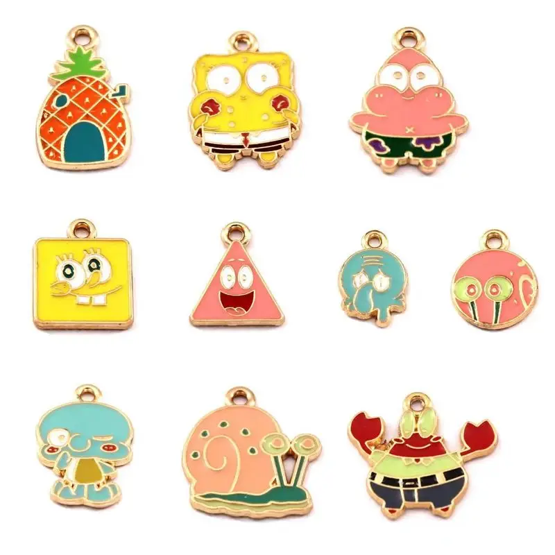

Animation Sponge bob Pendant Accessories Patrick Star Squidward Diy Pendant Key Chain Handmade Material Children Boys Girls