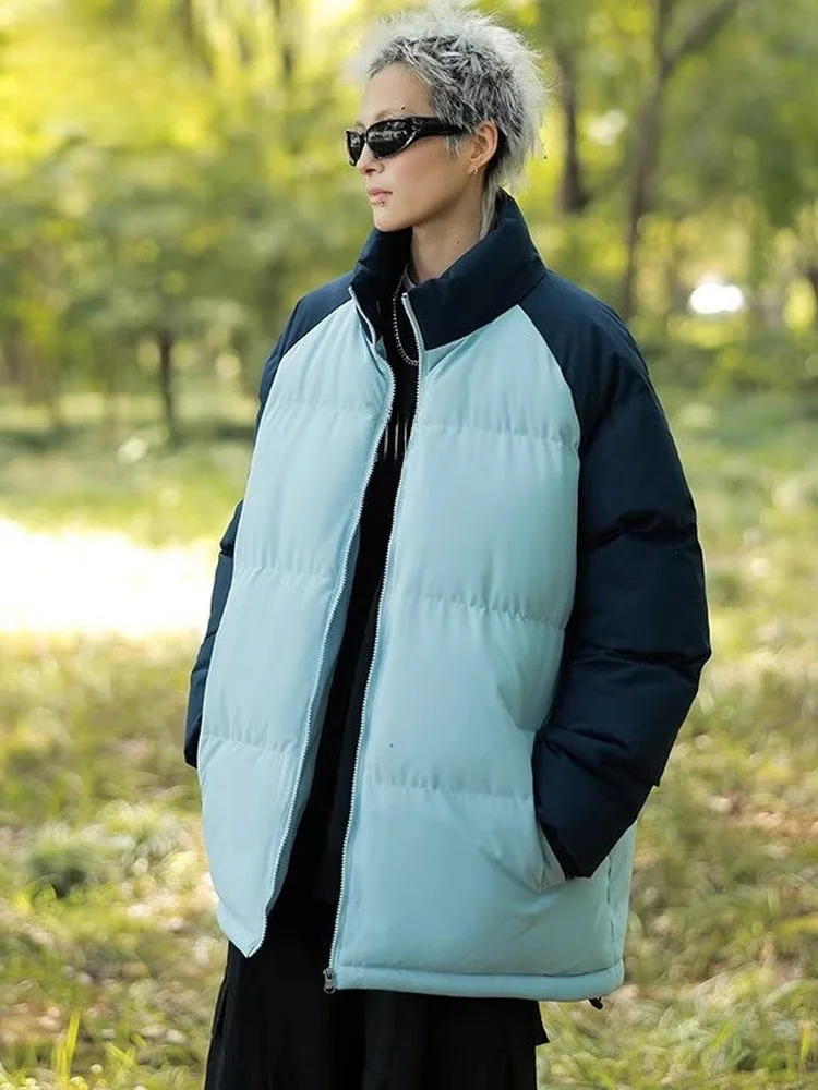 

Warm Thiened Bread Jaet for Men And Women Casual Loose Color Blo Stand Collar Cotton Clothes Winter Faion TUCANO