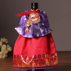 Yanbian Folk Style Red Wine Bottle Cover Korean Dress Crafts Home Decoration Restaurant Wine Cabinet Decoration Dust Cover ZD910