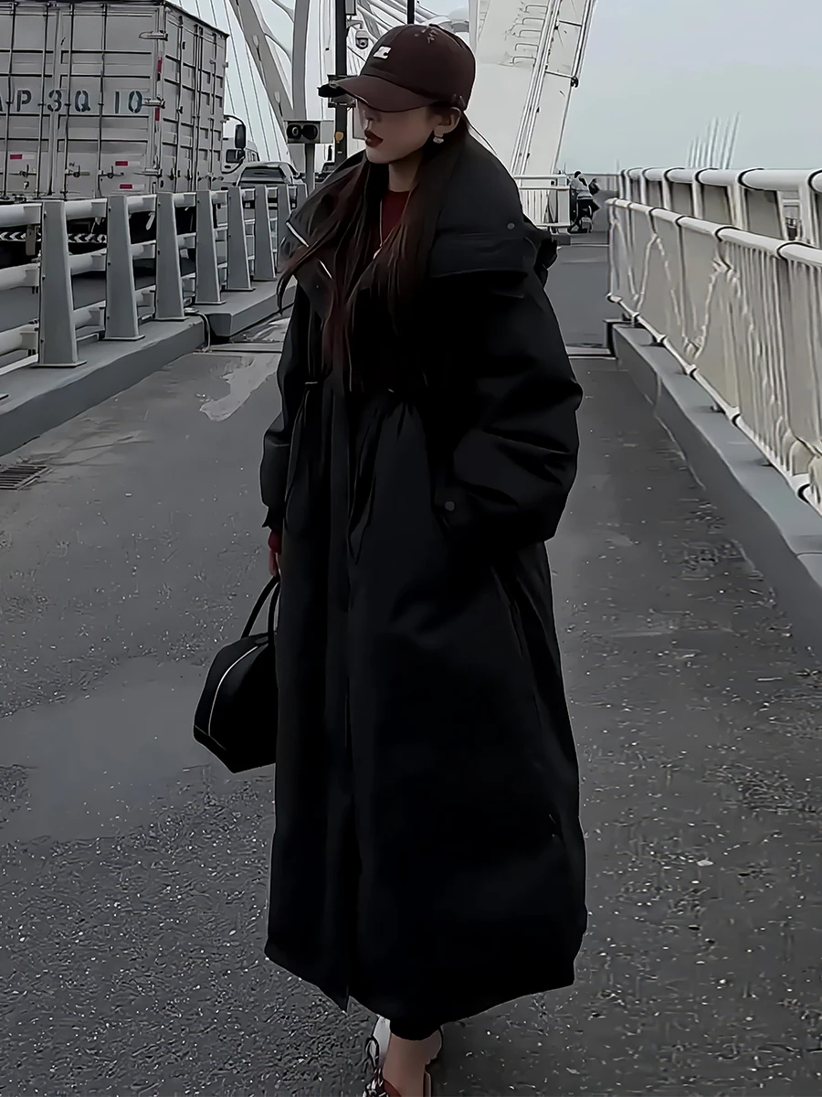 

Trendy Women's Long Hooded down Jaet Thi White Du Feather Winter Coat Commute Sle Faionable Outerwear