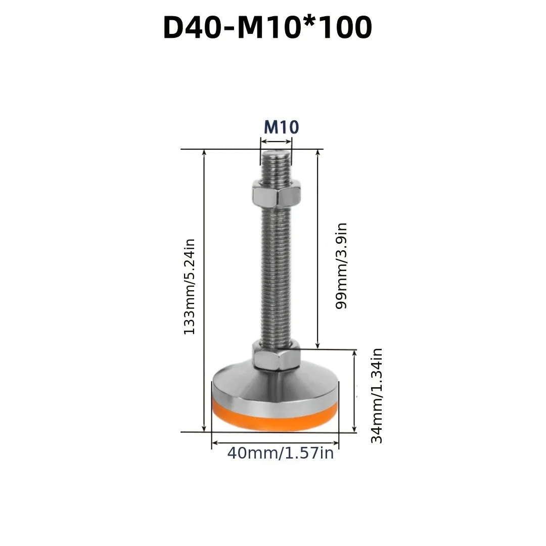 4pcs Adjustable M10 Mechanical Support Foot Cups, Carbon Steel Shock Absorption Non-Slip Casters for Machinery and Furniture