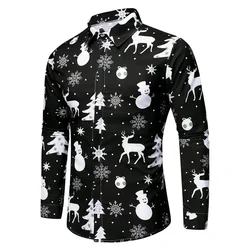 Men's Shirt Snow White Classic Christmas Style Shirt Printed Long Sleeve Fashion Men's Shirt Daily Street Social Men Clothing