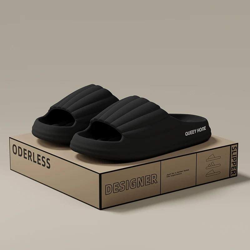 Zapatillas elegantes para hombre, suela gruesa, distribución de presión, sandalias de playa cómodas y hinchables suaves, zapatos ligeros antideslizantes para hombres y mujeres