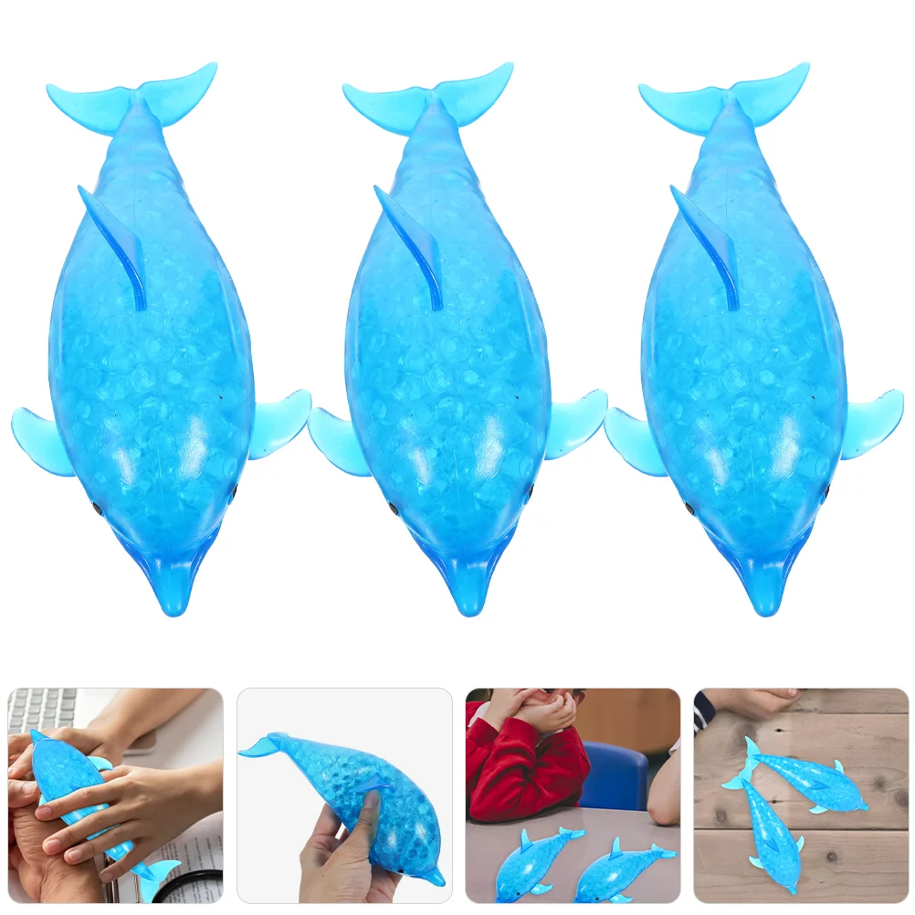 3 Pcs Dolphin Squeeze Toys Kids Elastic Prizes Soft Material Sensory Compact Lightweight Travel Home Outdoor