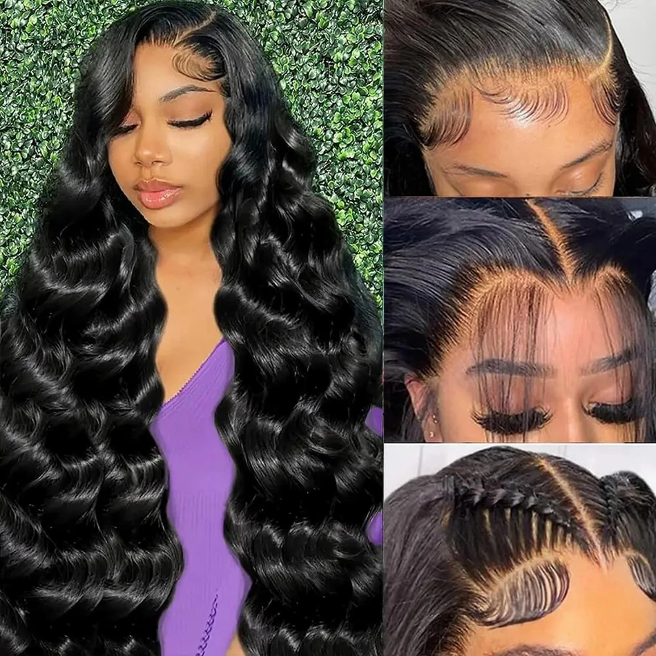 

Lace Front 13x6 180 200 Density Brazilian Pre Plucked HD 30 40 Inch Body Wave Lace Frontal Wig 13x4 Human Hair Glueless Wigs