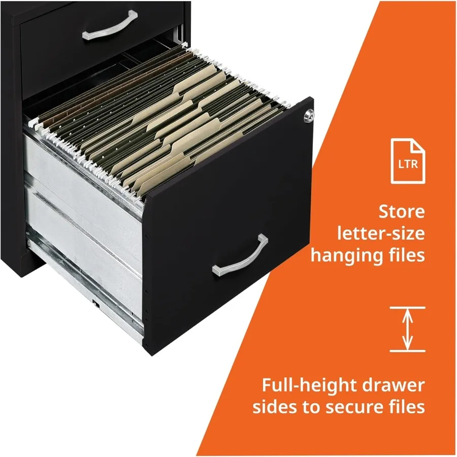 2-Drawer Locking File Cabinet, Pre-Assembled Steel Storage for Home Office, Space-Saving Design