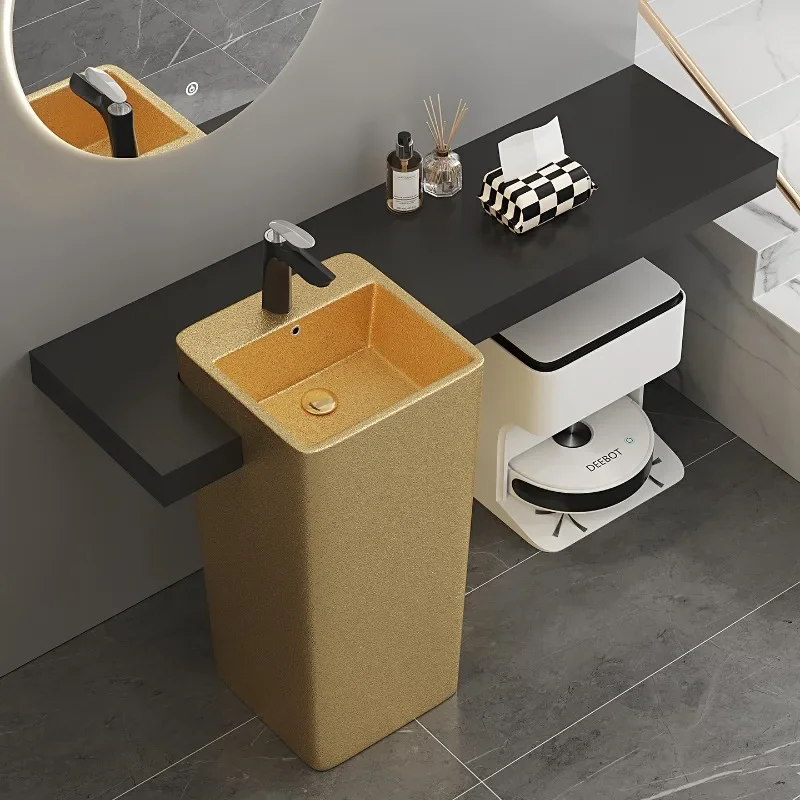 Slate extension countertop semi-embedded ceramic washbasin column basin hotel washbasin customized model