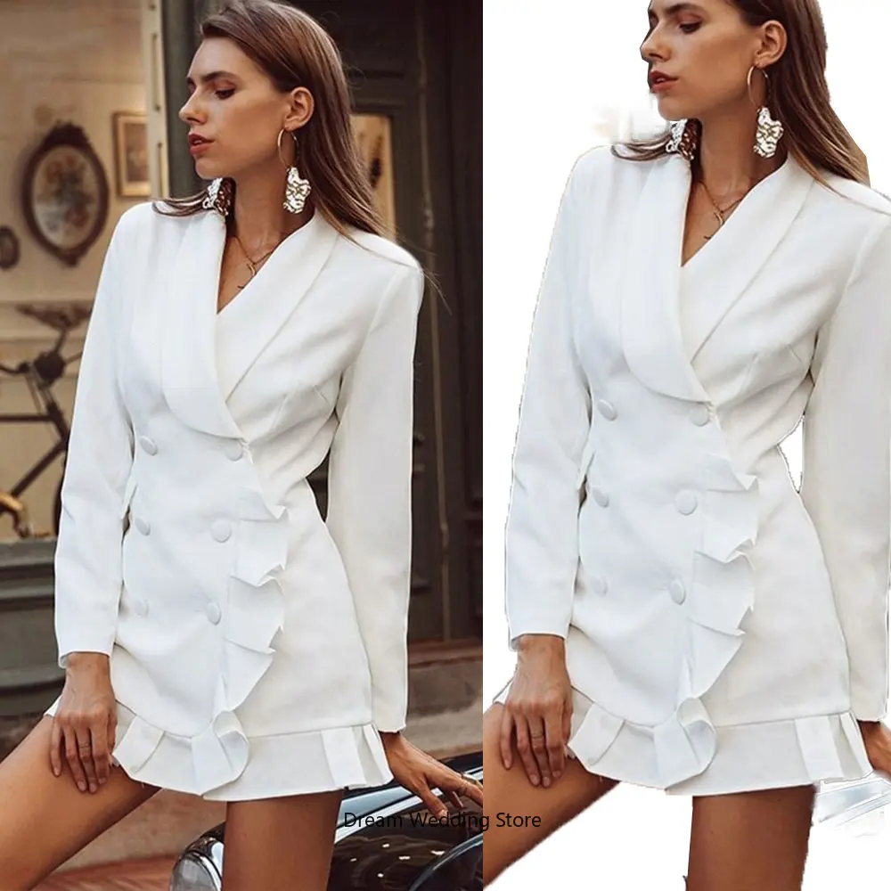 1 Piece Sexy Fashion Women Suits Double Breasted Streetwear Casual Fashion Jacket Formal Prom Evening Dress Custom Made