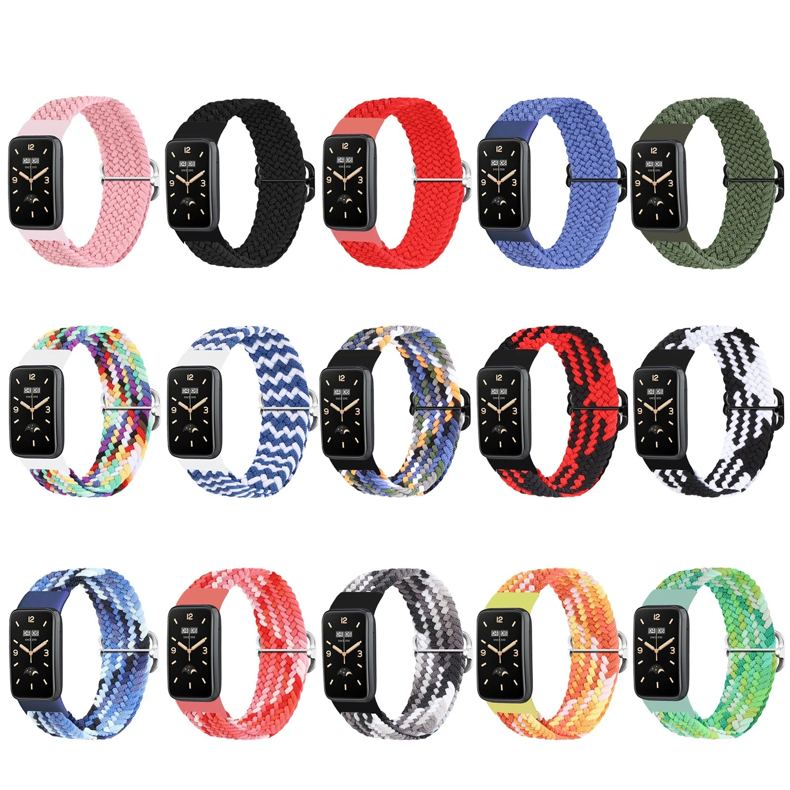 Xiaomi Miband 7pro 조정 가능한 스트레치 나일론 손목 밴드에 적합한 스냅 클로저가있는 짠 나일론 시계 스트랩