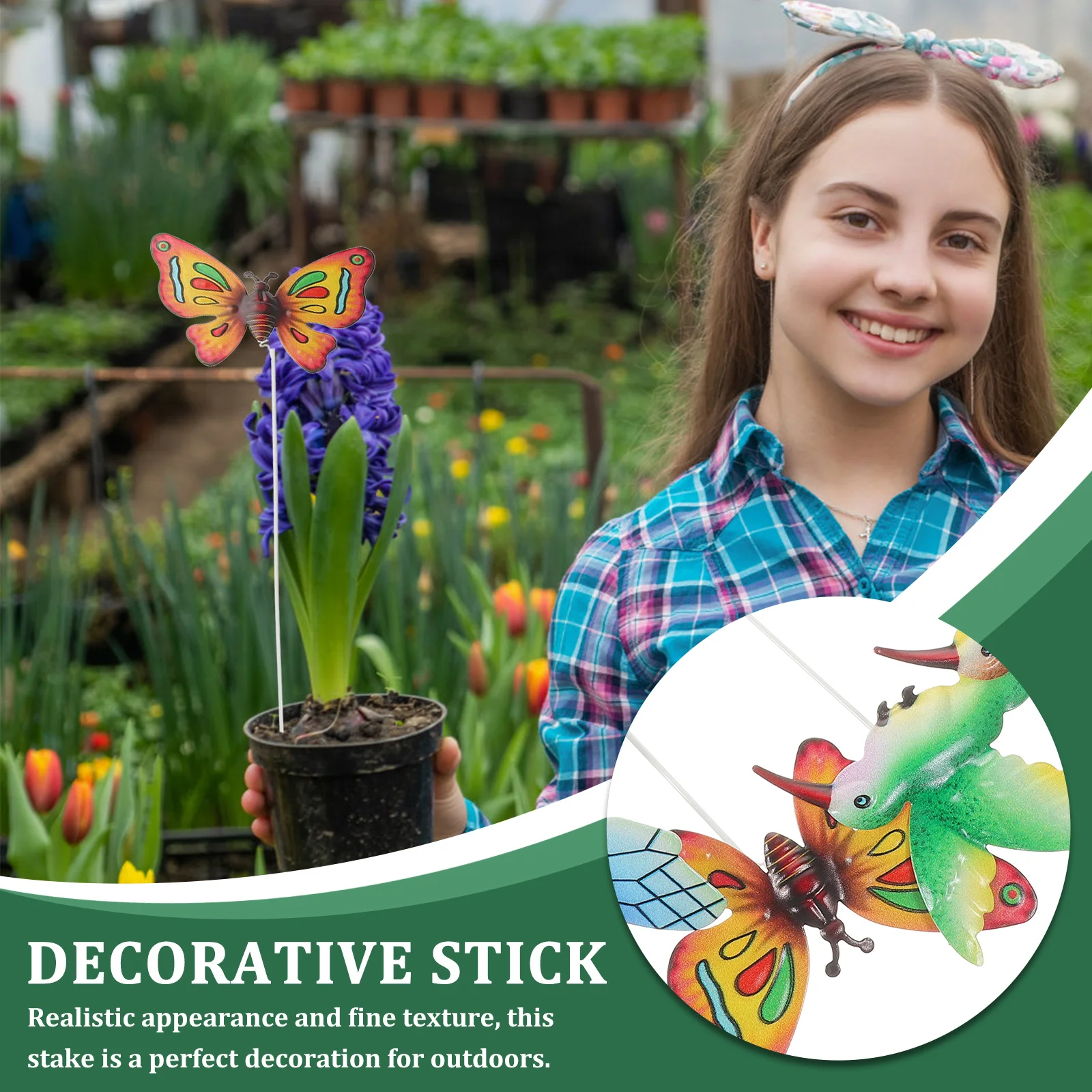 

5Pcs Garden Stake Decor Iron Crafts Outdoor Flowerpot Stakes Realistic Texture Durable Decorative Yard Ornaments