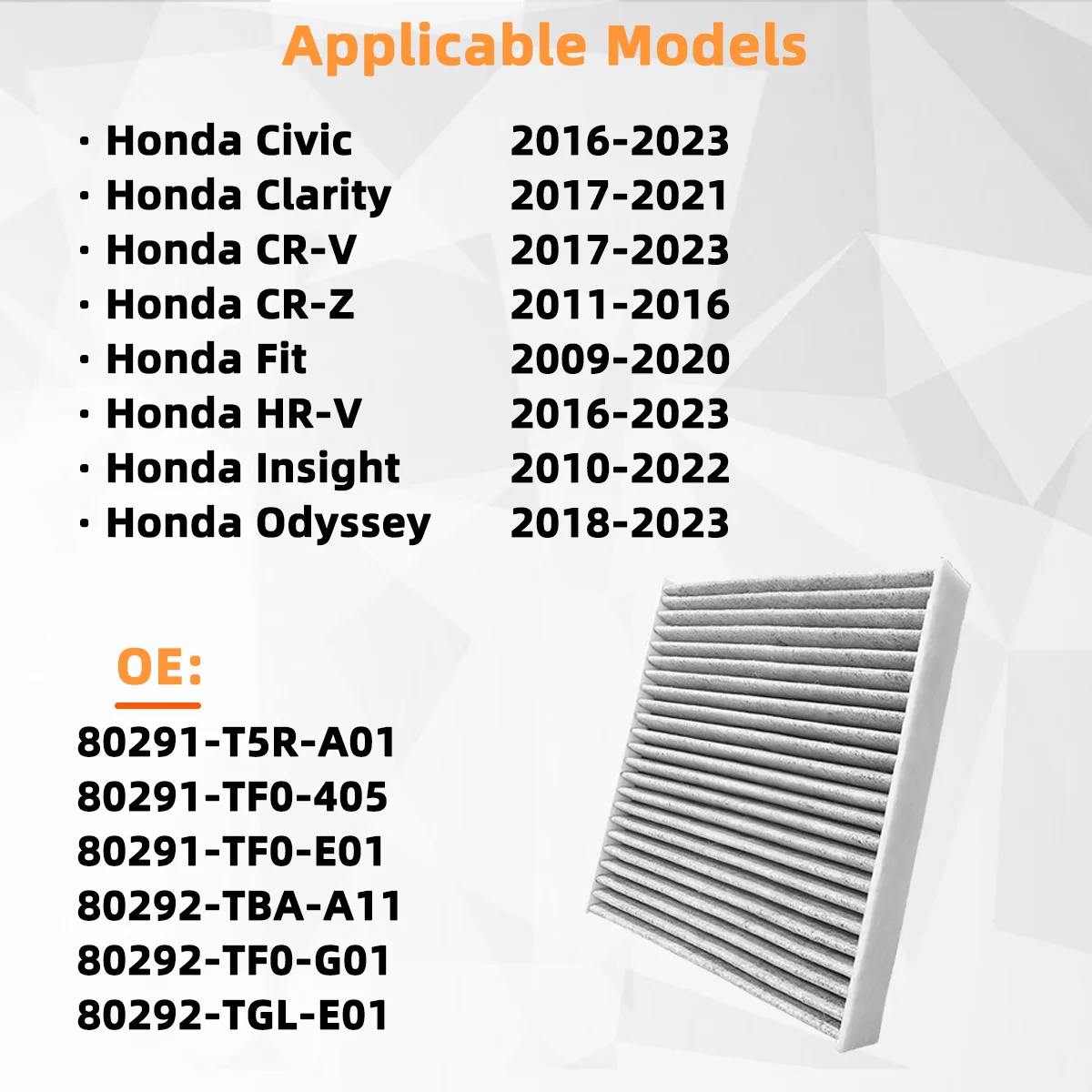 Passend für Honda HR-V/Insight, Aktivkohle-Klimaanlagenfilterkartusche, Auto-Ersatzteile CF11182 – Detail 1