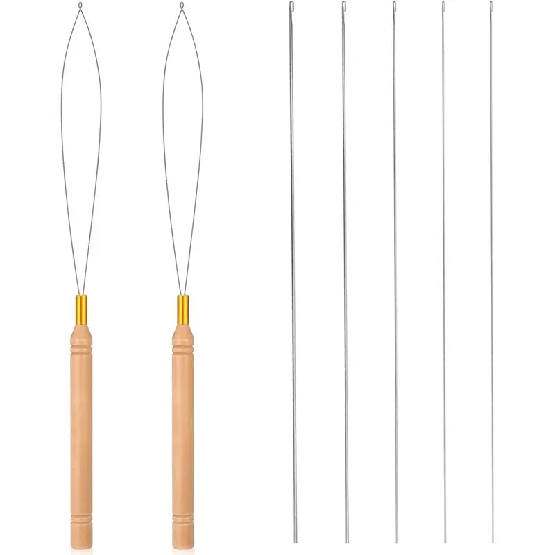 

Набор для изготовления бижутерии: 5 шт. нитей для бисероплетения с 2 деревянными ручками-нитеводами для браслетов и украшений