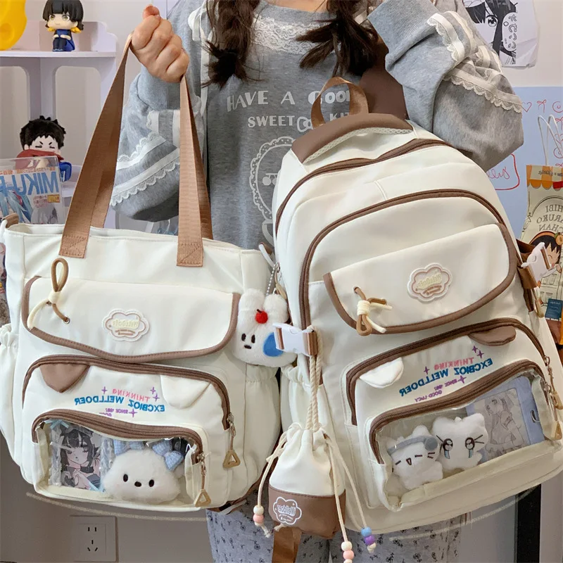 Contrast color desihngirls backpack Good lookingandlargecapacityschool backpack for girls Pain bag tote bagforwomenAgiftforagirl