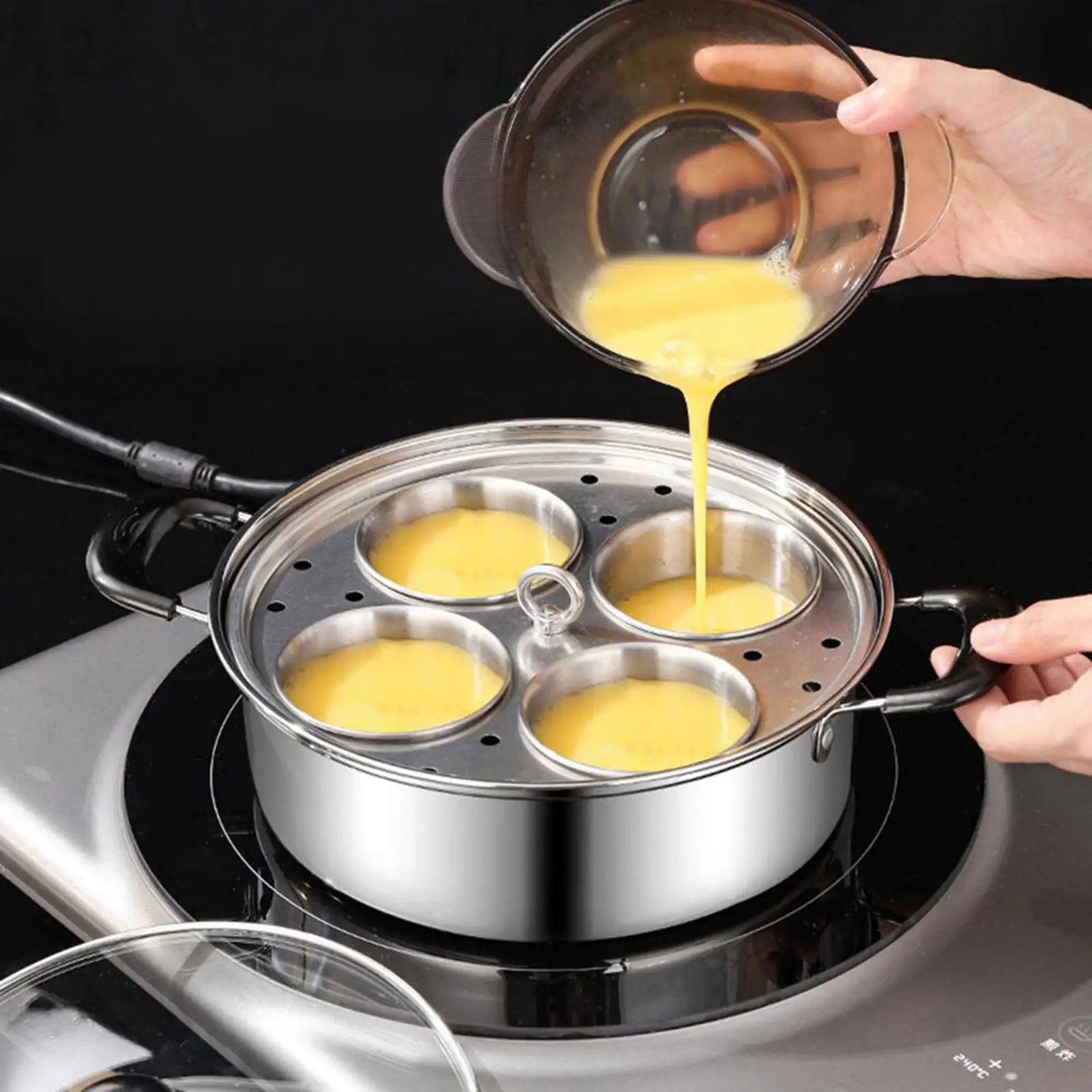 Steamer Pot Cookware with Visible Lid Cover Stainless Steel Multipurpose Professional Lightweight Cake Steamer for Camping