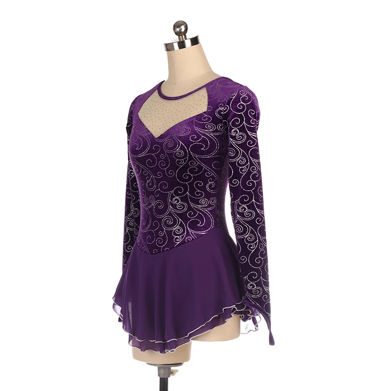 Girls Adult Rhinestone Stage Dance Dress Artistic Ice Figure Skating Dresses Competition Leotards Made In China
