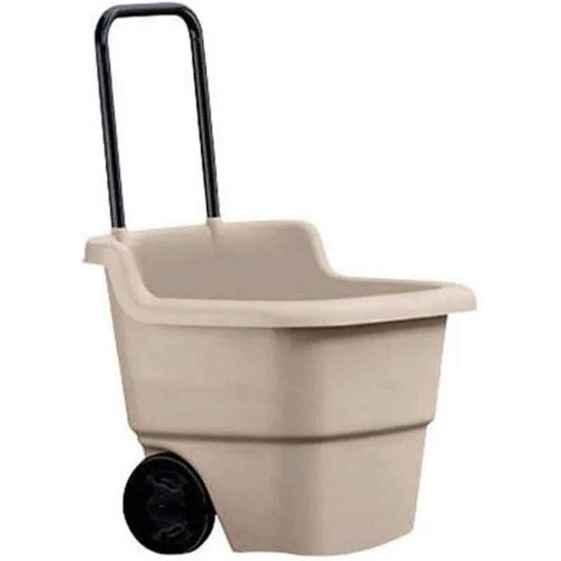 

15.5 Gallon Multi-Purpose Cart with 2-Wheels, Constructed from Heavy-Duty Resin Plastic,Brown,20" x 22" x 34"