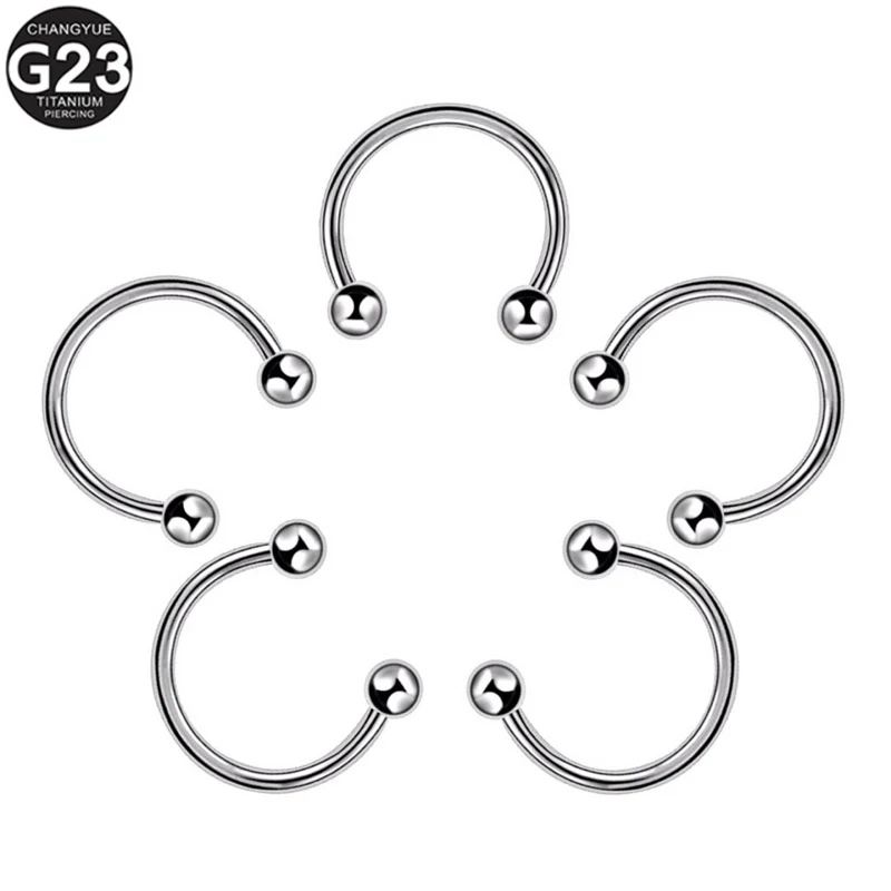 1Pc Lip Piercing Lip Ring F136 Titanium Septum Nose Rings Round Bar Horseshoe Ring Ear Cartilage Earrings Helix Piercing Jewelry