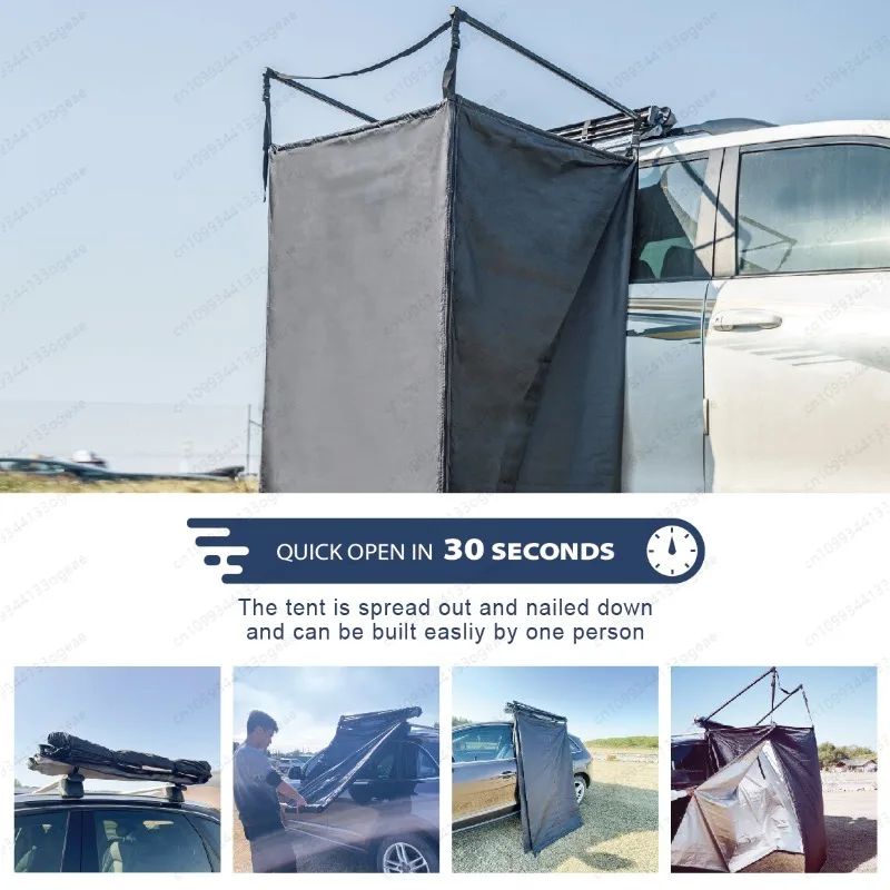 Car Instant Shower Pop-Up Awning with Shower Base, Vehicle-Mounted Privacy Tent for Camping, Beach & Outdoor Bathroom